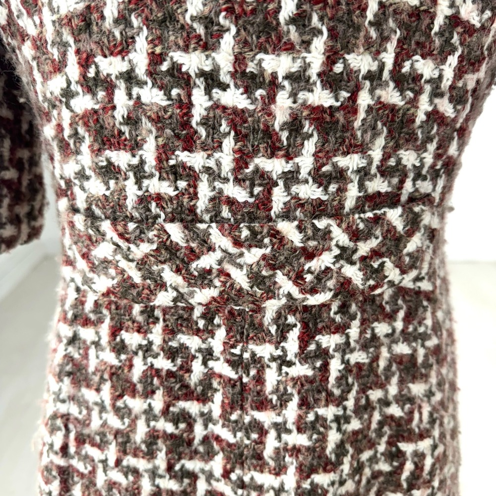 Semantiks Womens Brown Houndstooth Wool Blend Short Sleeve Coat Jacket Small - Picture 9 of 12